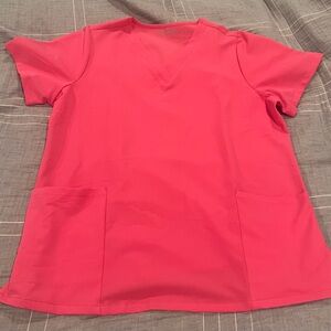 Mandala 6 pocket Scrub top in Hot Pink